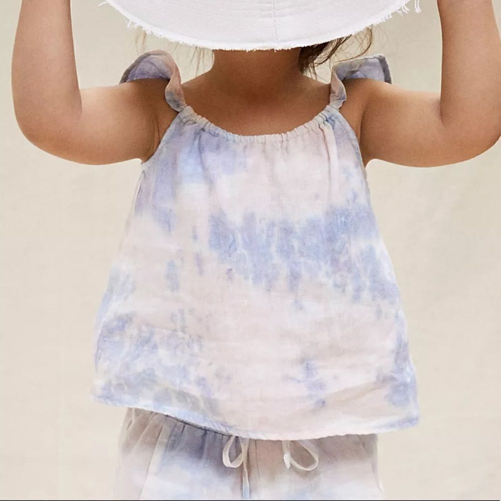 Anthropologie Ruffled Linen Kids Tank